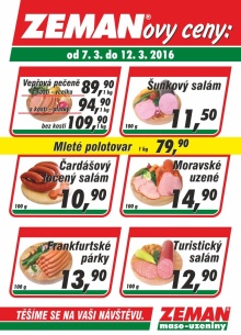 aktuální leták ZEMAN maso - uzeniny 7.3.2016-12.3.2016