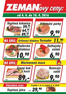 aktuální leták ZEMAN maso - uzeniny 4.4.2016-10.4.2016