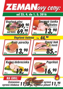 aktuální leták ZEMAN maso - uzeniny 25.4.2016-1.5.2016