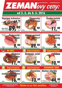 aktuální leták ZEMAN maso - uzeniny 2.5.2016-8.5.2016