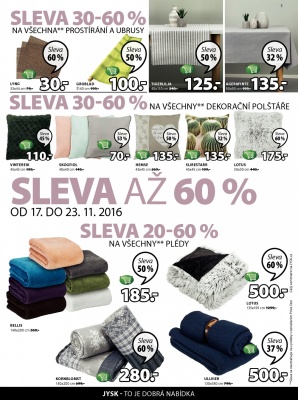 aktuální leták Jysk 17.11.2016-30.11.2016