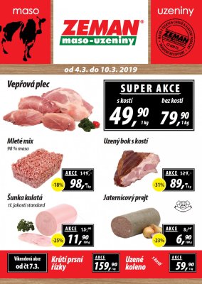 aktuální leták ZEMAN maso - uzeniny 4.3.2019-10.3.2019