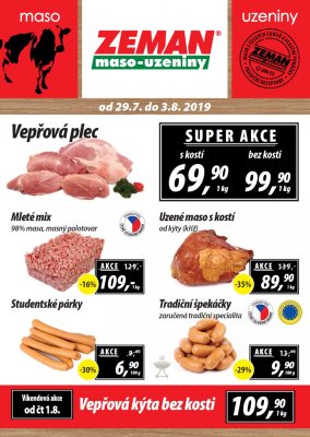 aktuální leták ZEMAN maso - uzeniny 29.7.2019-3.8.2019