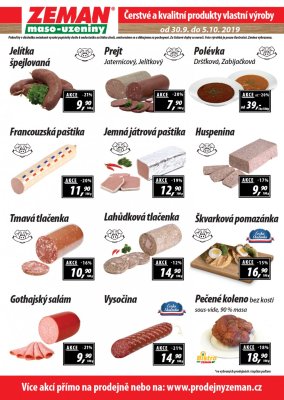 aktuální leták ZEMAN maso - uzeniny 30.9.2019-5.10.2019
