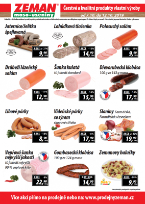 aktuální leták ZEMAN maso - uzeniny 7.10.2019-12.10.2019