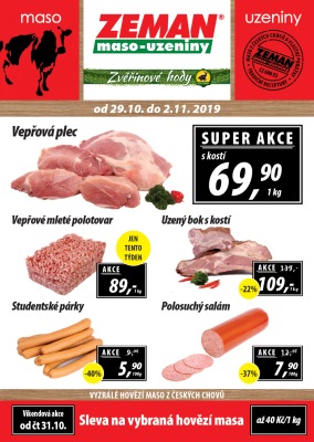 aktuální leták ZEMAN maso - uzeniny 29.10.2019-2.11.2019
