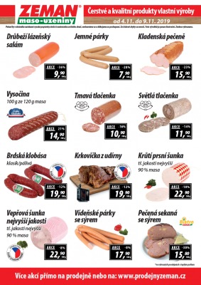aktuální leták ZEMAN maso - uzeniny 4.11.2019-9.11.2019