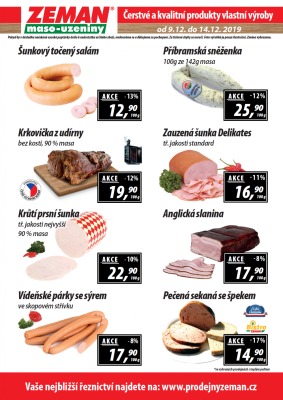 aktuální leták ZEMAN maso - uzeniny 9.12.2019-14.12.2019