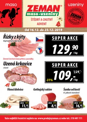 aktuální leták ZEMAN maso - uzeniny 16.12.2019-23.12.2019