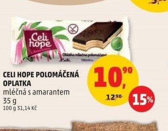 CELI HOPE POLOMÁČENÁ OPLATKA mléčná s amarantem 35 g