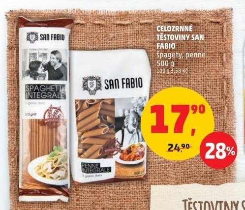Celozrnné těstoviny San Fabio
