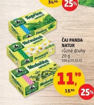 ČAJ PANDA NATUR různé druhy 20 g