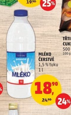 MLÉKO ČERSTVÉ 1,5 % tuku 1 l
