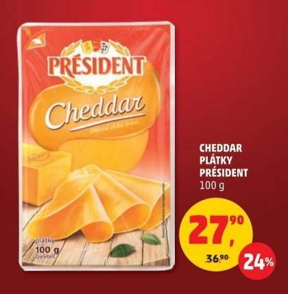 Cheddar plátky Président