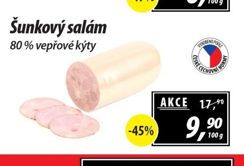 Šunkový salám 80 % vepřové kýty
