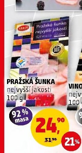 PRAŽSKÁ ŠUNKA nejvyšší jakosti 100 g