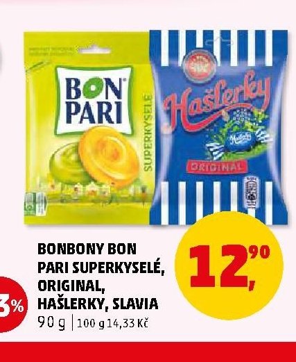 BONBONY BON PARI SUPERKYSELÉ, ORIGINAL, HAŠLERKY, SLAVIA