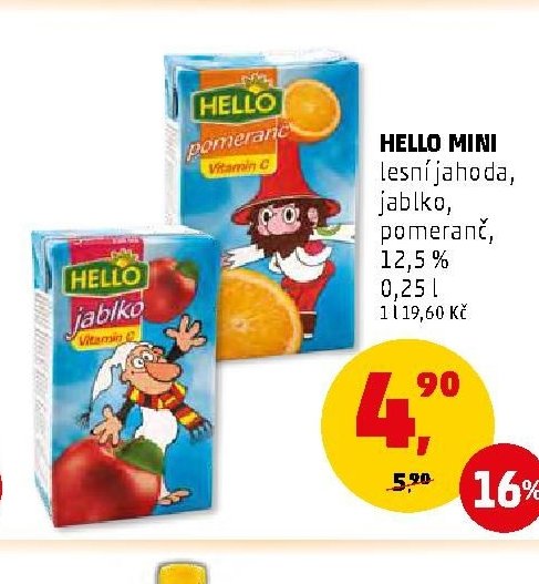 HELLO MINI lesní jahoda, jablko, pomeranč