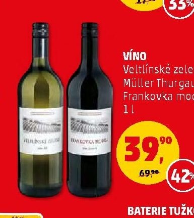 VÍNO Veltlínské zelené, Müller Thurgau, Frankovka modrá