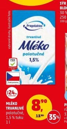 Mléko trvanlivé polotučné