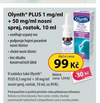 Olynth PLUS 1 mg/ml + 50 mg/ml nosní sprej, roztok, 10 ml