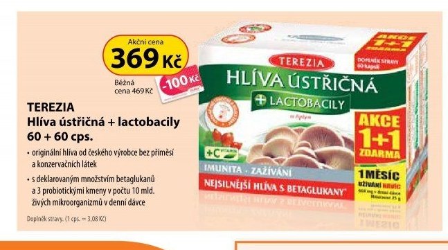 TEREZIA Hlíva ústřičná + lactobacily 60 + 60 cps.