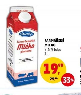 FARMÁŘSKÉ MLÉKO 3,6 % tuku