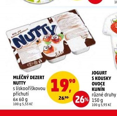 MLÉČNÝ DEZERT NUTTY s lískooříškovou příchutí 6x 60 g