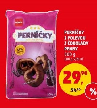 PERNÍČKY S POLEVOU Z ČOKOLÁDY PENNY 500 g
