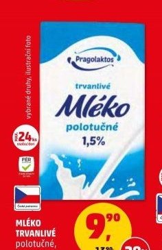 MLÉKO TRVANLIVÉ polotučné 1,5 % tuku 1 l