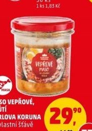 MASO VEPŘOVÉ, KRŮTÍ KARLOVA KORUNA ve vlastní šťávě 300 g