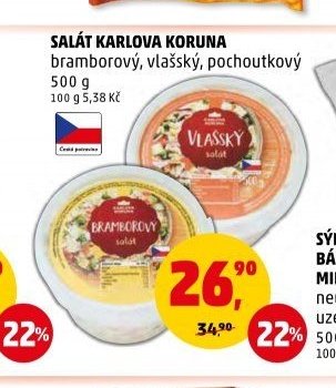 SALÁT KARLOVA KORUNA bramborový, vlašský, pochoutkový