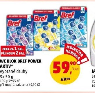 WC BLOK BREF POWER AKTIV vybrané druhy 3x 50 g