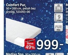 Comfort Pur, 90x200 cm, potah bez prošití, 531093-00