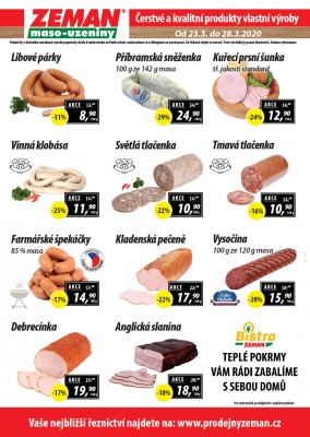 aktuální leták ZEMAN maso - uzeniny 23.3.2020-28.3.2020