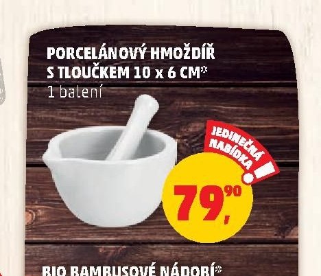 PORCELÁNOVÝ HMOŽDÍŘ S TLOUČKEM 10 x 6 CM