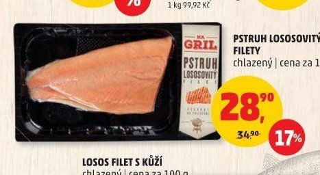 Pstruh lososovitý filety, chlazený