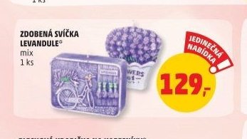 ZDOBENÁ SVÍČKA LEVANDULE