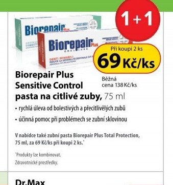 Biorepair Plus Sensitive Control pasta na citlivé zuby, 75 ml
