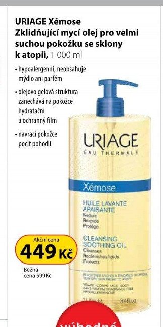 URIAGE Xémose Zklidňující mycí olej