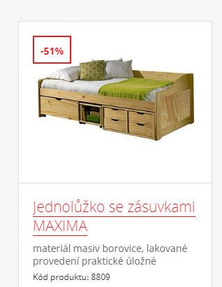 Jednolůžko se zásuvkami MAXIMA