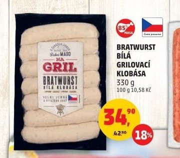 Bratwurst bílá grilovací klobása