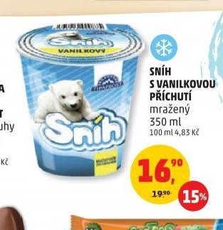 SNÍH S VANILKOVOU PŘÍCHUTÍ mražený 350 ml