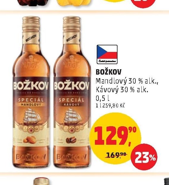 Božkov Mandlový 30 % alk., Kávový 30 % alk.