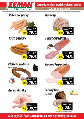aktuální leták ZEMAN maso - uzeniny 3.8.2020-8.8.2020