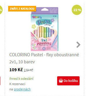 COLORINO Pastel - fixy oboustranné 2v1, 10 barev