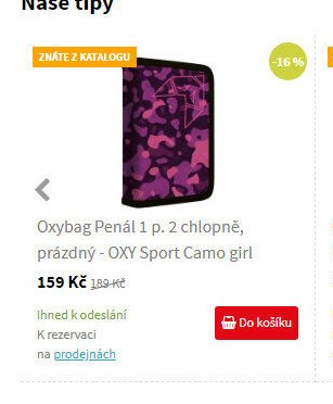 Oxybag Penál 1 p. 2 chlopně, prázdný - OXY Sport Camo girl