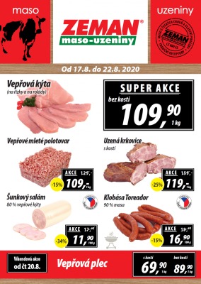 aktuální leták ZEMAN maso - uzeniny 17.8.2020-22.8.2020