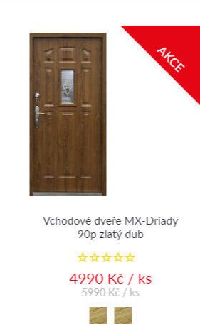 Vchodové dveře MX-Driady 90p zlatý dub