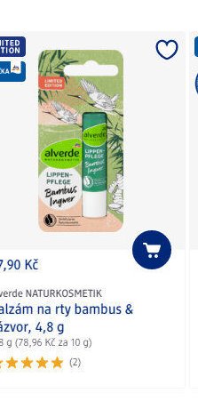 alverde NATURKOSMETIK balzám na rty bambus & zázvor, 4,8 g